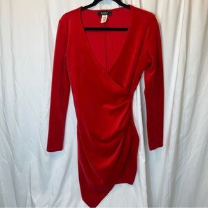 AKIRA Vibrant Red Long Sleeve Dress